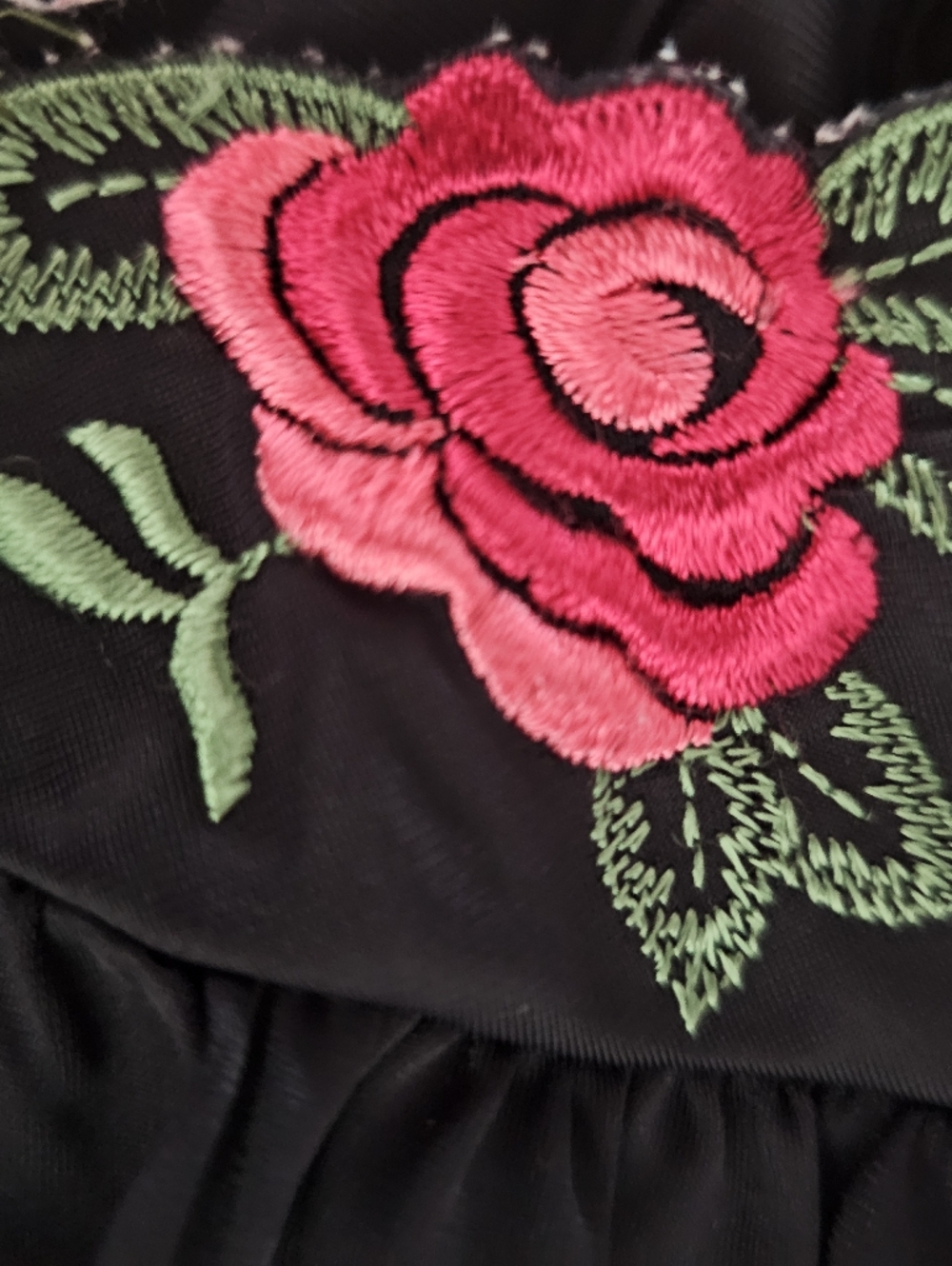 Shadowline Black Classic Nightgown 2X Embroidered Rose Yoke Vintage Loungewear - Picture 5 of 8
